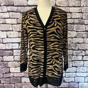 Chico's Brown & Black Animal Print Cardigan Sweater Size S